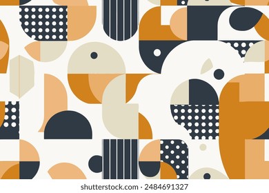  Natural rounded geometric shapes seamless pattern. Safari color cartoon isolated textile print pattern. Vector illustration on background