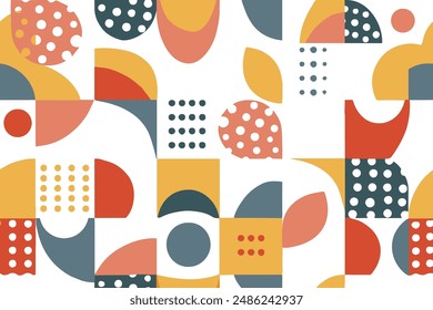  Natural rounded geometric shapes seamless pattern. Safari color cartoon isolated textile print pattern. Vector illustration on background