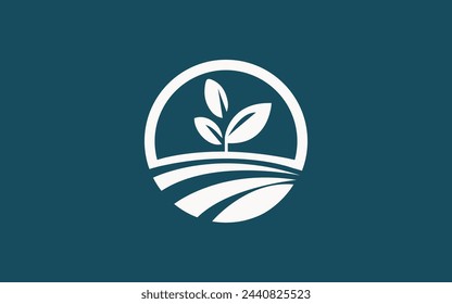 Natural rustic logo growth sprout leaf natural ecology design vector
