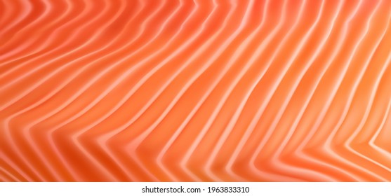 Natural Salmon Fillet Texture Background. Fresh Red Fish Pattern, Trout Realistic 3d Vector Illustration