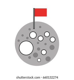 Natural satellite moon with flag