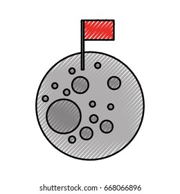 Natural satellite moon with flag