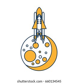 Natural satellite moon with rocket