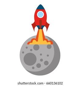 Natural satellite moon with rocket