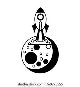 Natural satellite moon with rocket