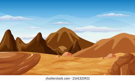 A natural scene desert landscape  illustration