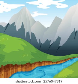 A Natural Scene Green Landscape Stock Illustration 