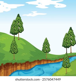 A Natural Scene Green Landscape Stock Illustration 