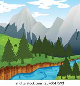 A Natural Scene Green Landscape Stock Illustration 