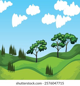 A Natural Scene Green Landscape Stock Illustration 