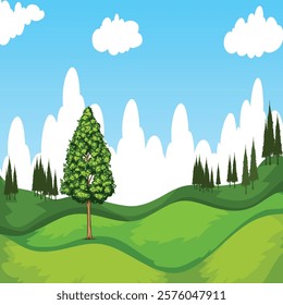 A Natural Scene Green Landscape Stock Illustration 