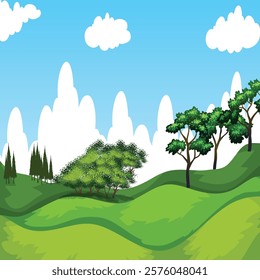 A Natural Scene Green Landscape Stock Illustration 