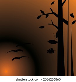 natural scenery in the afternoon and tree Vector