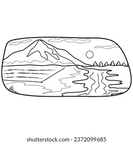 natural scenery with a background of mountains, clouds, sun and river water with rice fields