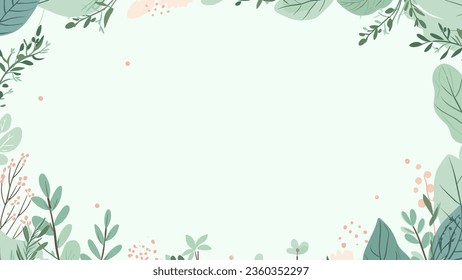 Natural scenery border frame in flat wallpaper, card, flyer, poster, banner, e-book cover, background, vector illustration