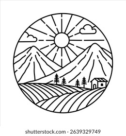 natural scenery in the frame illustration