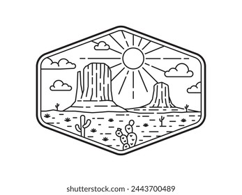 natural scenery in the frame line art illustration