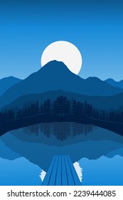 Natural scenery and full moon, for wallpaper, theme, poster, card, etc.