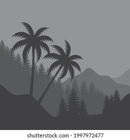Natural scenery illustration design template