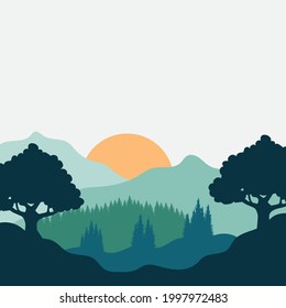 Natural scenery illustration design template
