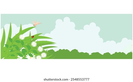 natural scenery landscape vector illustration in a simple and pleasant design concept style