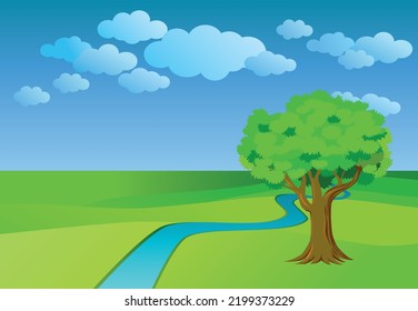 natural scenery and trees, vector illustration 