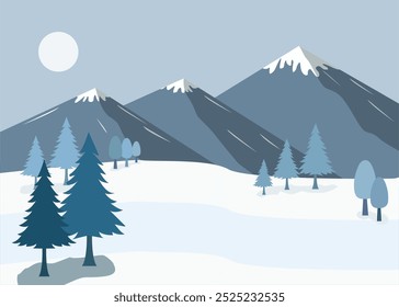 natural scenery in winter, mountains filled with snow