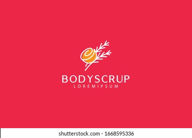 natural scrub logo. modern outline design for scrubs and natural foliage. Vector line art icon template