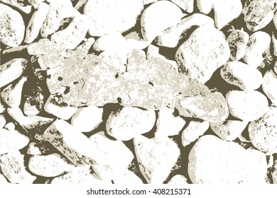 Natural sea or ocean coast beach pebbles grunge vintage background  