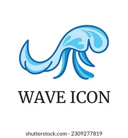 Natural sea wave illustration logo design template