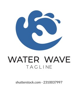 Natural sea wave illustration logo design template