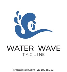 Natural sea wave illustration logo design template