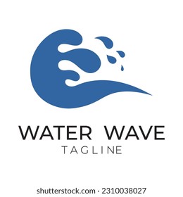 Natural sea wave illustration logo design template