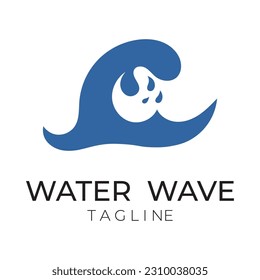 Natural sea wave illustration logo design template
