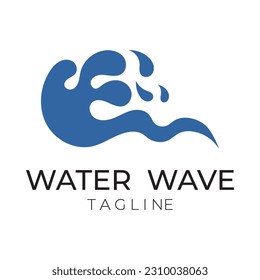 Natural sea wave illustration logo design template