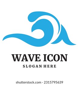 Natural sea waves icon logo illustration design