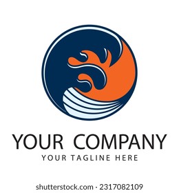 Natural sea waves icon logo illustration design