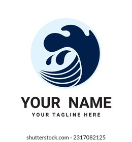 Natural sea waves icon logo illustration design