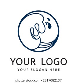 Natural sea waves icon logo illustration design