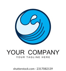 Natural sea waves icon logo illustration design