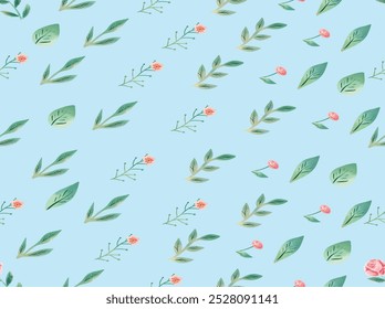 natural seamless flower and leaf pattern