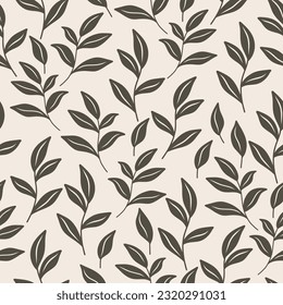 Natural seamless pattern with autumn fallen leaves of forest trees. Bright colored botanical seasonal vector illustration in flat style for wrapping paper, wallpaper, fabric print.