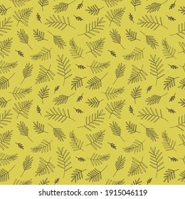 Patrón natural sin costuras en forma de doodle con hojas de rowan. Patrón vectorial sobre un fondo verde para embalajes, textiles, manteles, invitaciones y tarjetas. Sencillo patrón ecológico.