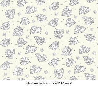 Natural seamless pattern with leaves. Vector illustration