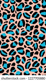 Natural seamless pattern with leopard, jaguar or cheetah coat of fur texture. Bright colored animal backdrop with spots. Vector illustration in flat style for wrapping paper, fabric print, wallpaper.