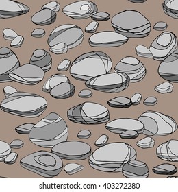Natural seamless pattern with sea stones. Natural Earth color tones
