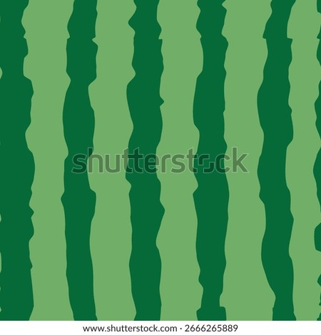Natural seamless watermelon rind pattern with wavy green stripes, great for fruit packaging, summer fabric, kitchen accessories and fresh tropical-themed graphic design projects.