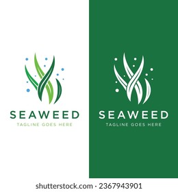 Natural seaweed and coral reef logo design vector illustration.