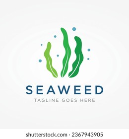 Natural seaweed and coral reef logo design vector illustration.