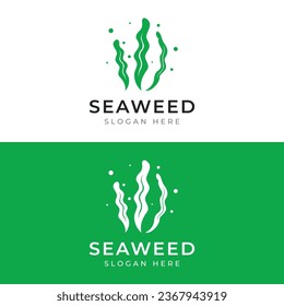 Natural seaweed and coral reef logo design vector illustration.